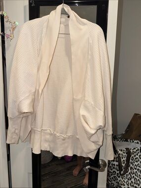 NWOT Free People One Deva Open Front Waffle Knit cocoon Cardigan XS/S COTTON